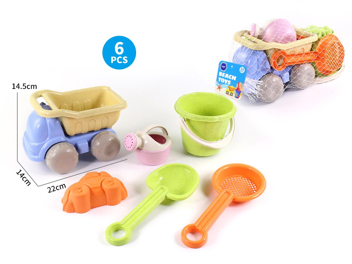 STRAW MATERIAL BEACH CAR SET 6PCS